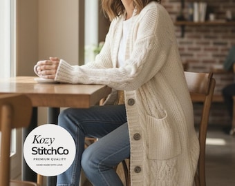 Sweater Cardigan Coat, Plus Size Cozy Layering Piece