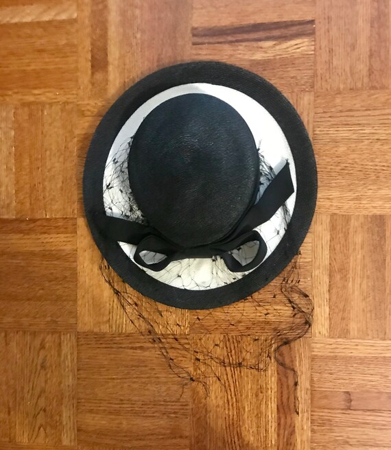 Vintage Designer 1960 Black Hat Net 