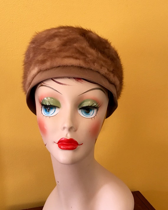 Vintage Mink Midcentury Pillbox Fur Hat