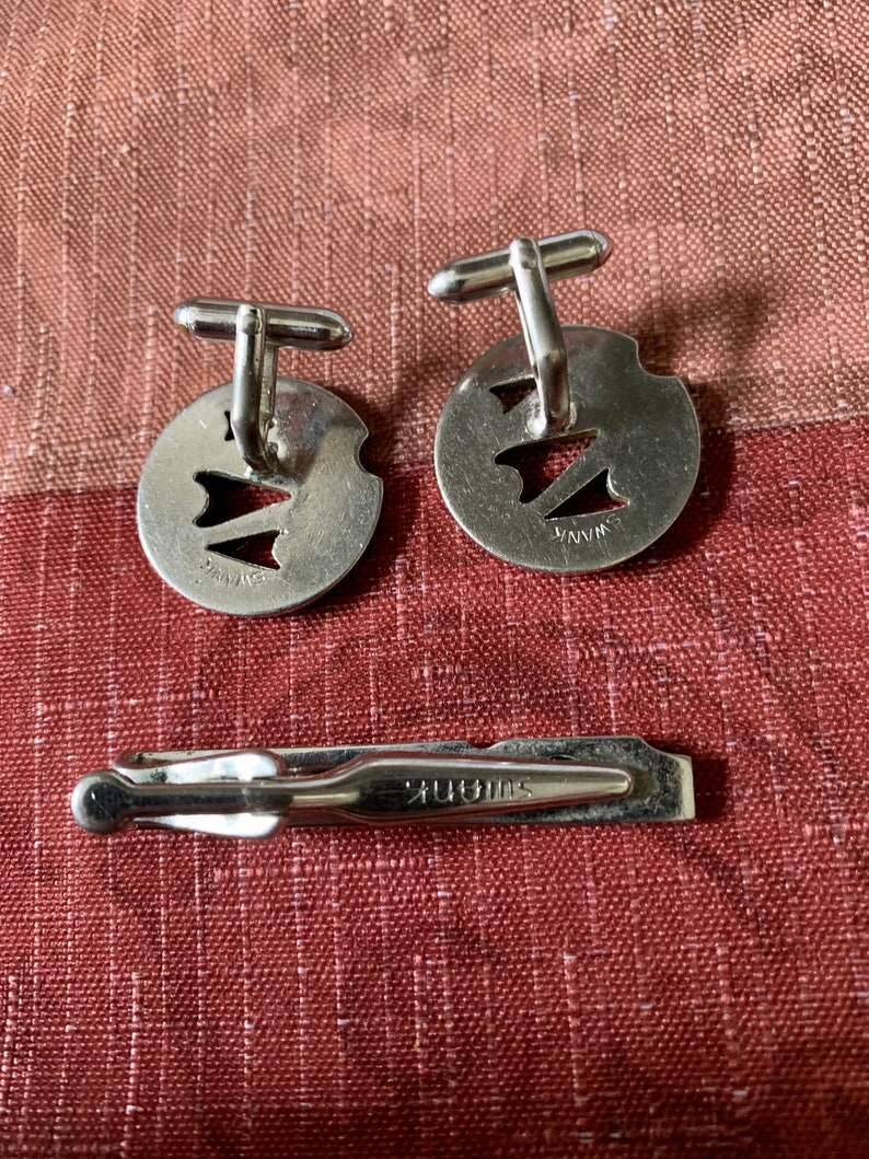 Vintage Swank Mid Century Cuff Link Tie Clip Set
