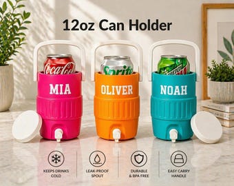 Personalized Name Can Holder 12oz with Handle, Soda Can Holder, Drink Cooler Style, Portable Beverage Holder Mini Cooler Cup |