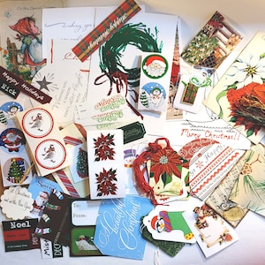 Large Christmas Junk Journal Kit up to 12X12 Paper 1 lb+ Authentic Vintage Physical Pages Ephemera, Scrapbooking Holiday, Curated RARE