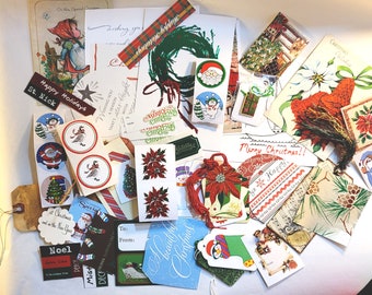 Kit de diario basura navideño grande de hasta 12 x 12, papel de 1 libra +, páginas físicas vintage auténticas, efímeras, álbumes de recortes, fiestas, curadas, raras