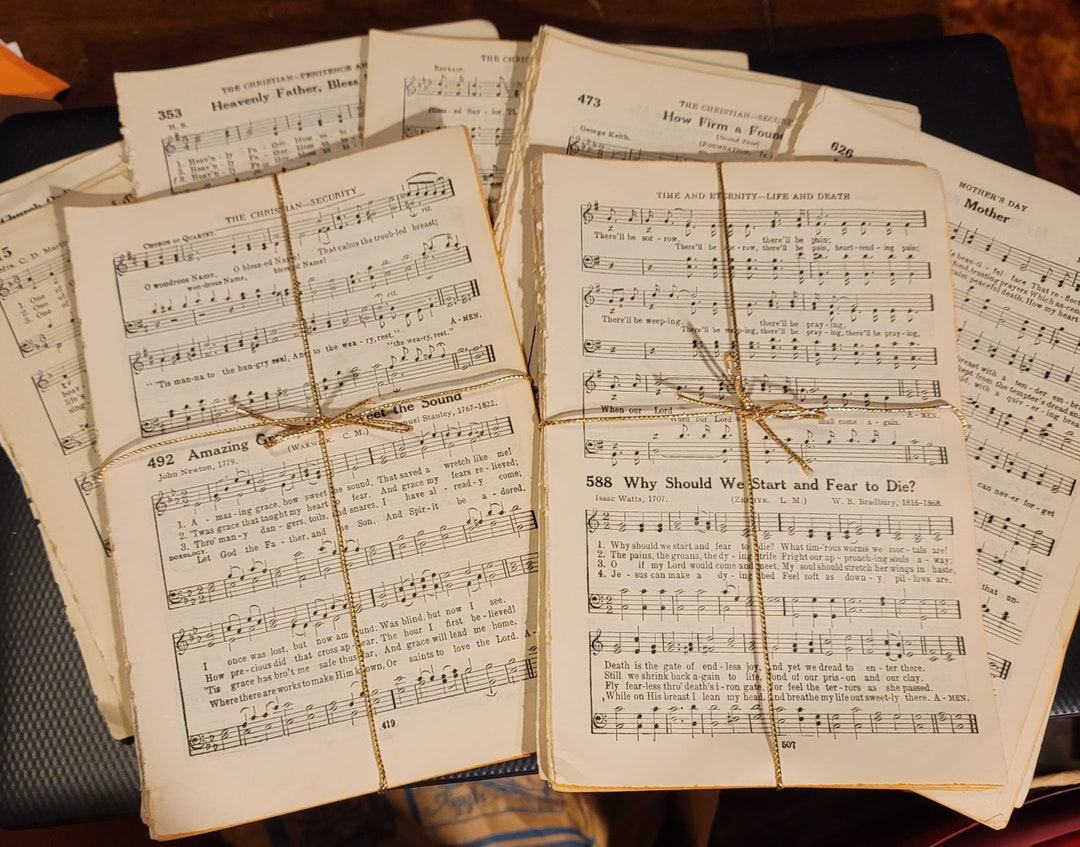 Vintage Real Hymnal Sheets for Crafting Journals Collage Scrapbook ...