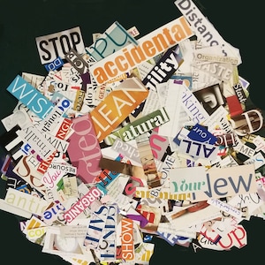 Cut Out Words 100-300 *KOSTENLOSER VERSAND* Handgeschnittene No Digital, Vision Boards, Journals Art, 1/4 "to GIGANTIC 2"+ Menge: 1 Pkg