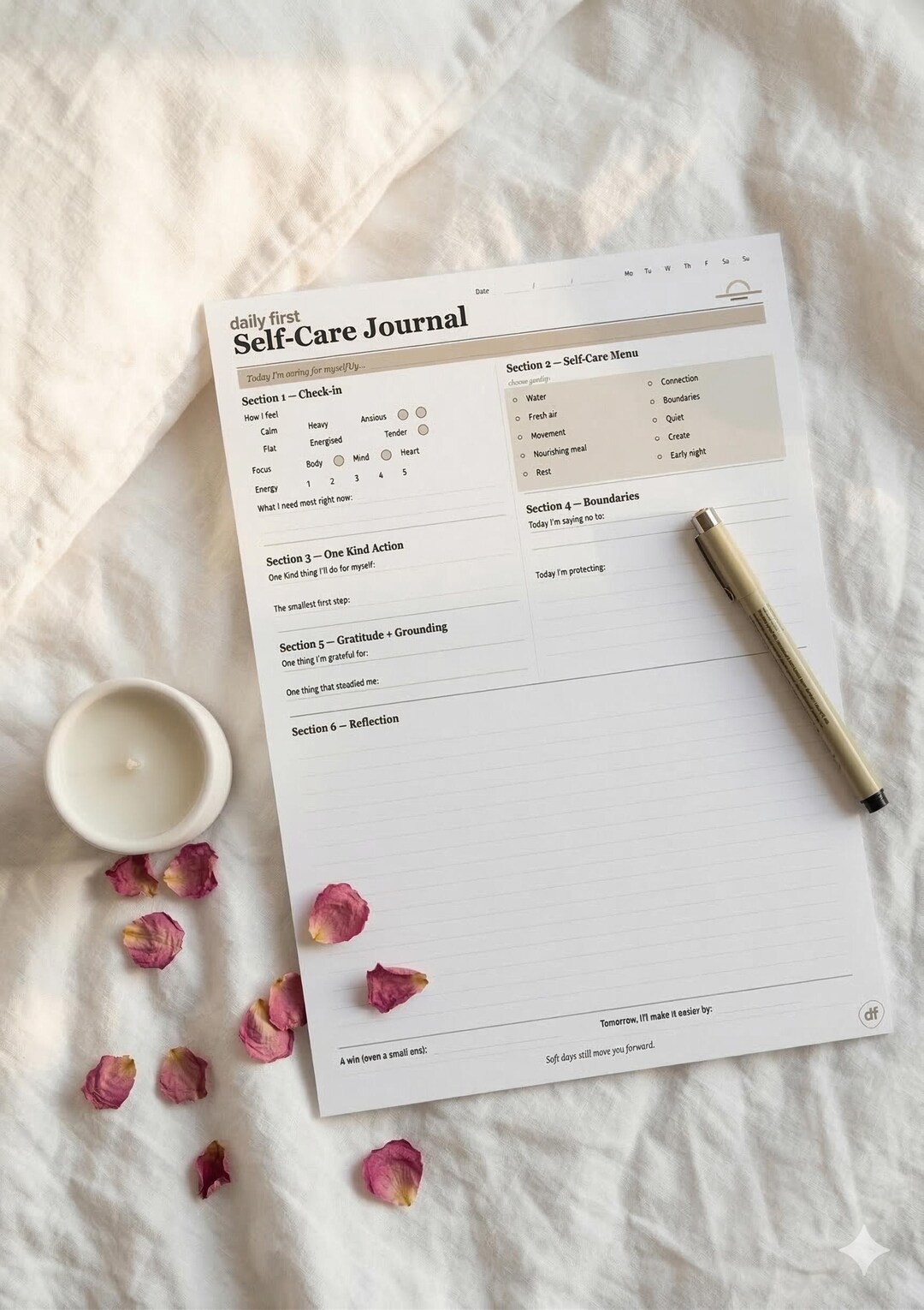 Self-care Journal Printable A4 | Daily Self-care Planner | Check-in ...