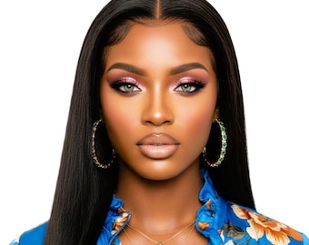 Black Hd Invisible Transparent 24' Lace Front Wigs Glueless Lace Brazilian Human Hair Pre-Plucked Wigs With Bleached Knots