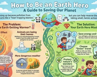 Earth Day 2026 - Climate Change Activities for Kids with presentation, Poster and Certificate