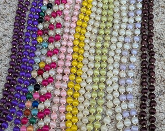 Vintage Silk Thread Wrapped Bead Necklaces Lot 10 Colorful Satin Corded Beads
