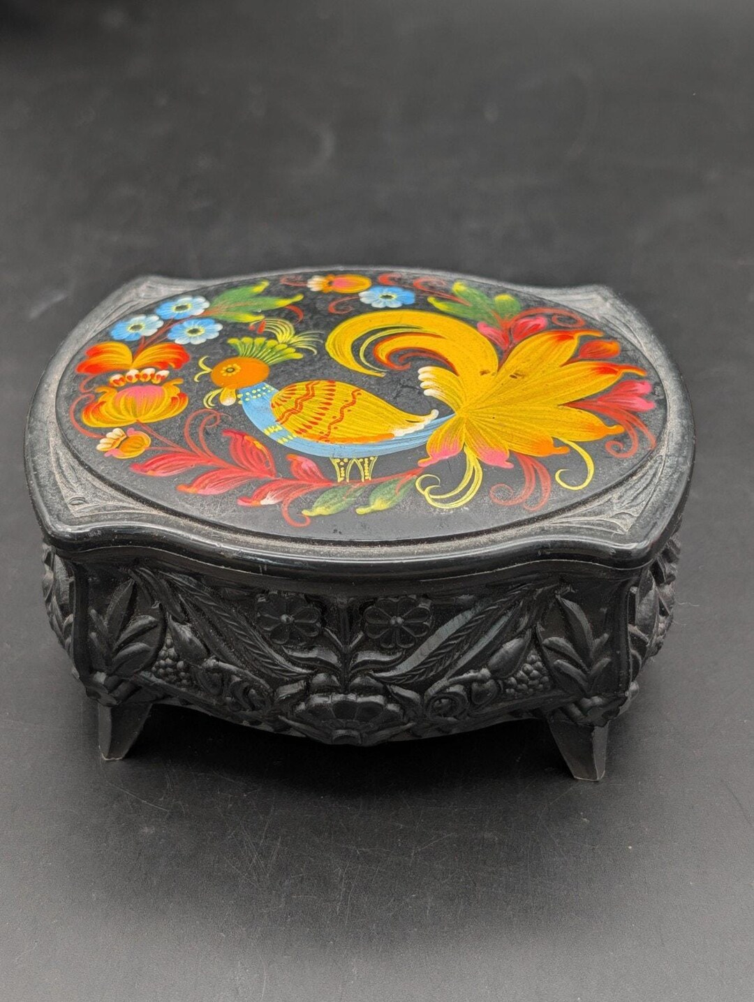 Vintage USSR Russian Firebird Jewelry Box Karacharovo Plastic Carved ...