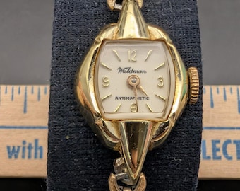 Vintage Waldman Cocktail Watch Speidel Band Gold Tone Antimagnetic Not Working