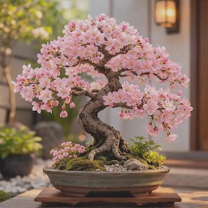 Rosa Sakura Körsbärsblom Bonsai Levande Växt | Sällsynt Blomträd Inomhus Utomhusdekoration