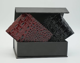 Cartera plegable de piel de cocodrilo PBW02