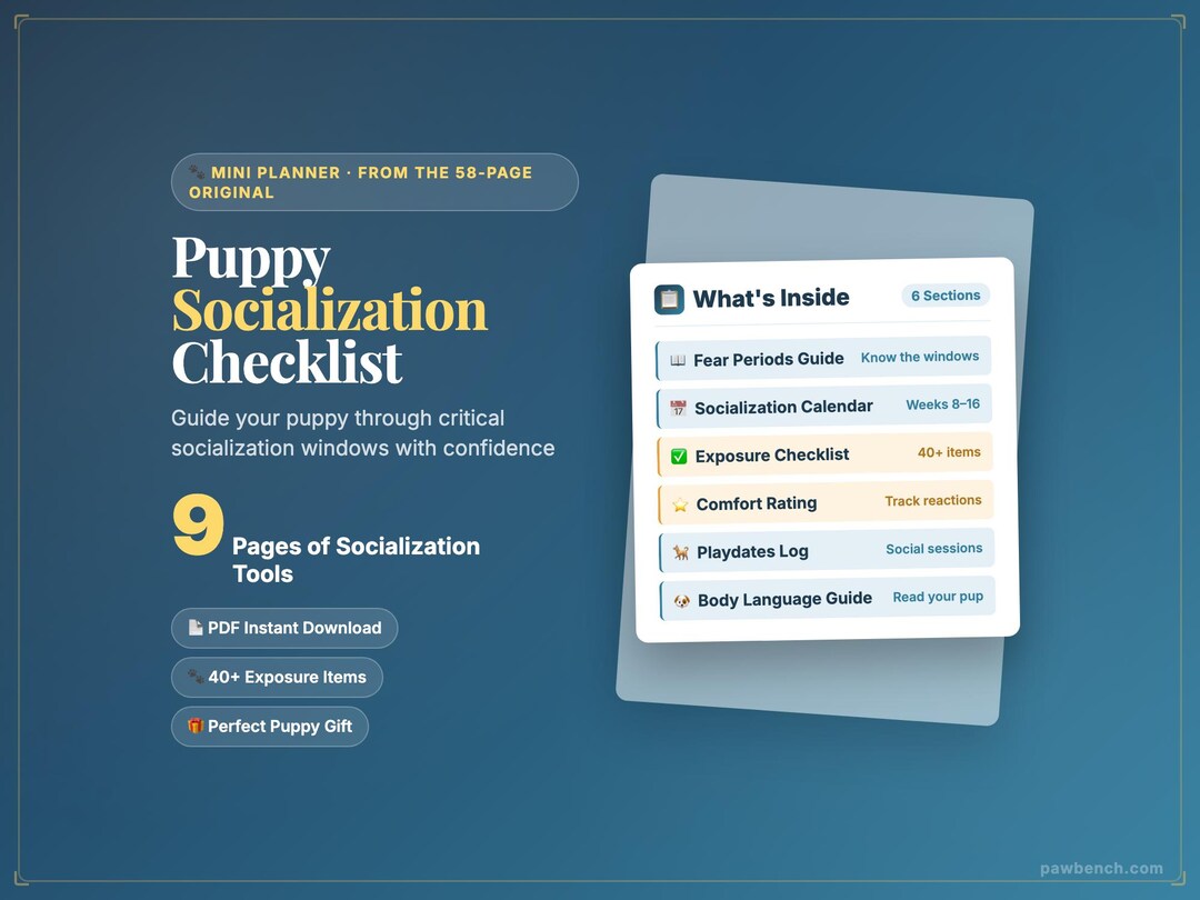 Puppy Socialization Checklist Printable PDF | Fear Periods Guide | Dog ...