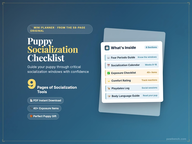 Puppy Socialization Checklist Printable PDF | Fear Periods Guide | Dog ...