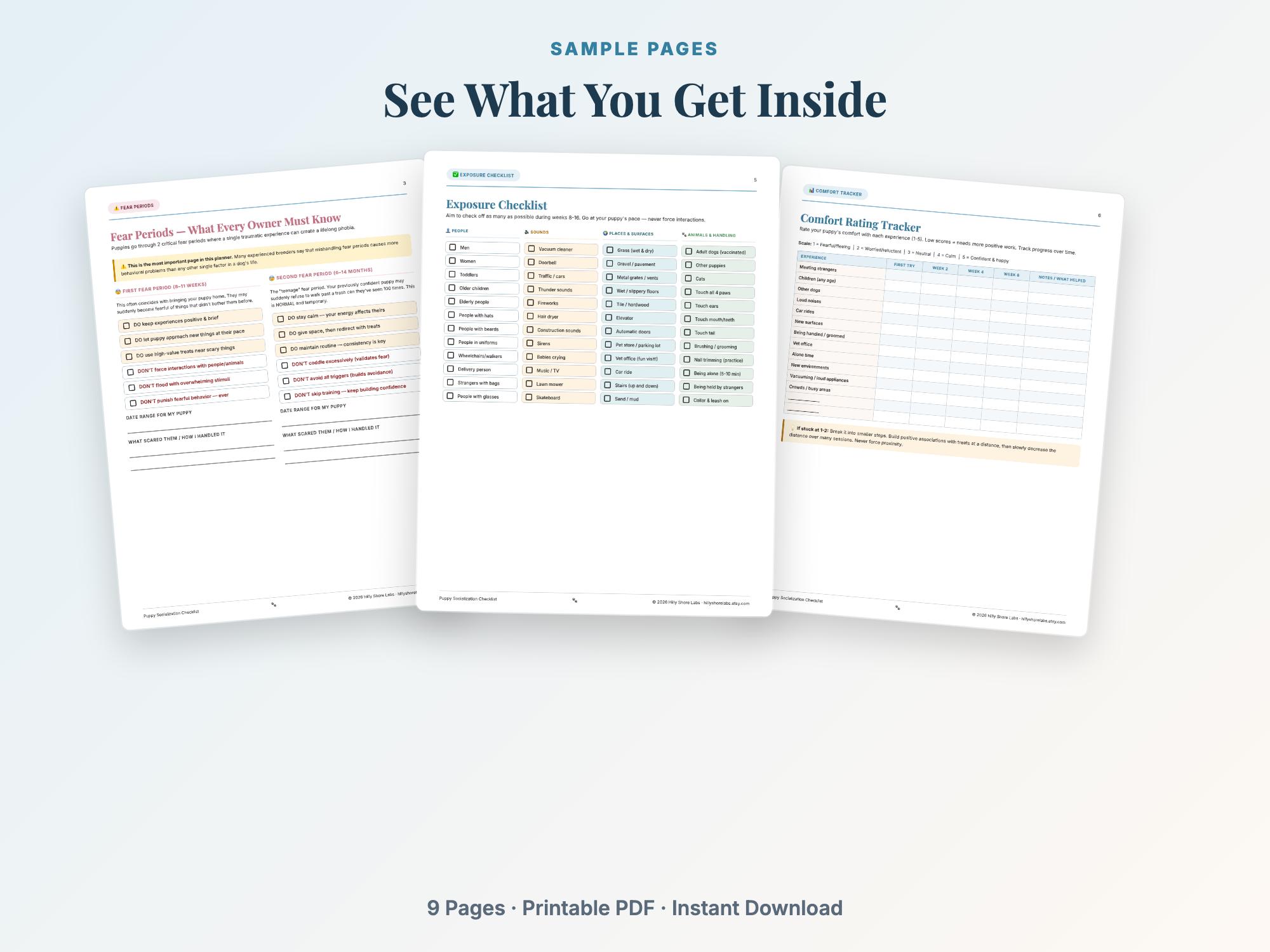 Puppy Socialization Checklist Printable PDF | Fear Periods Guide | Dog ...