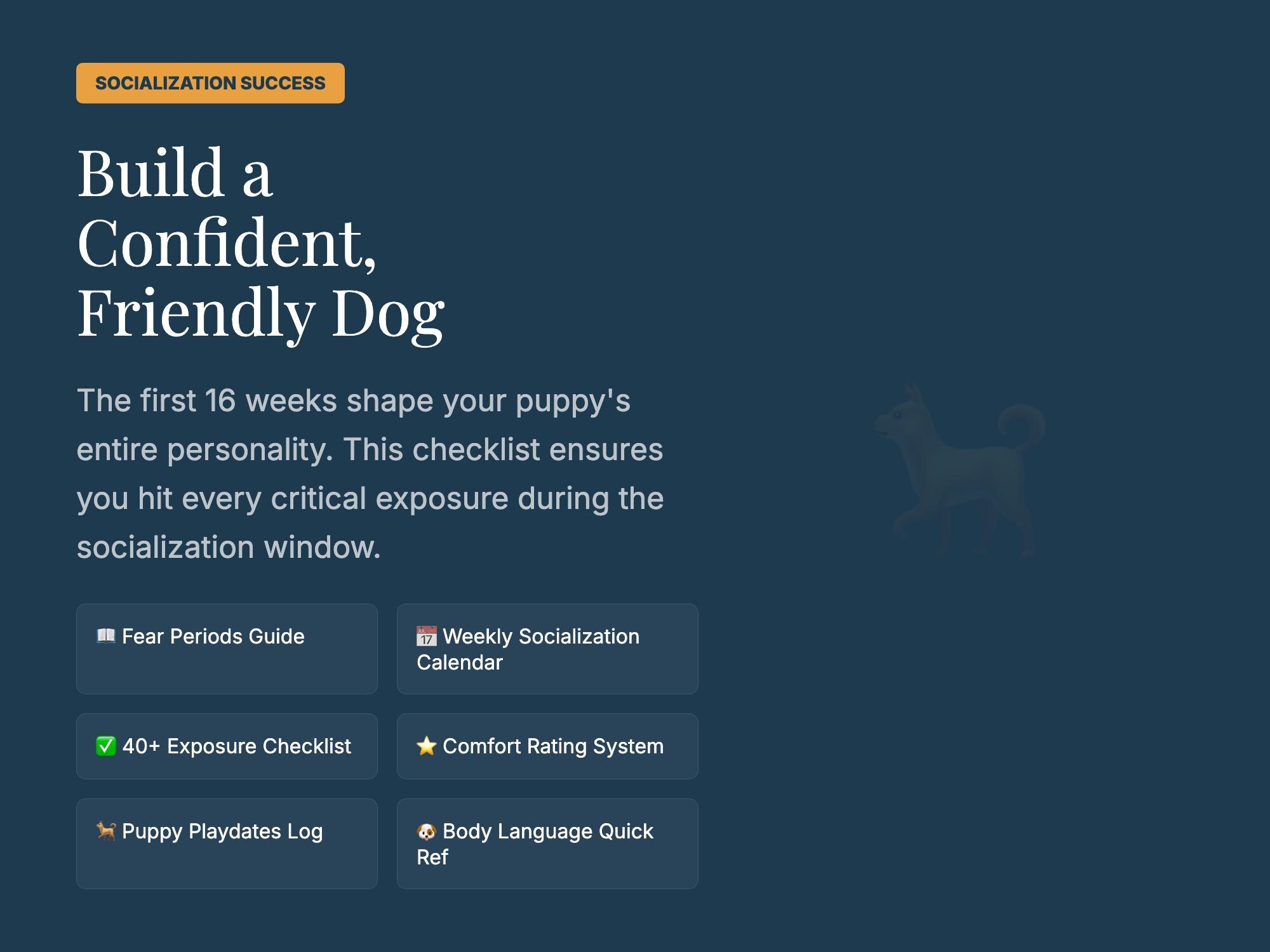 Puppy Socialization Checklist Printable PDF | Fear Periods Guide | Dog ...