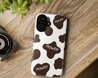 Étuis robustes à imprimé vache Howdy