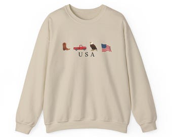 Sweat-shirt ras du cou emblématique des États-Unis | Sweat-shirt américain | Ras du cou 4 juillet