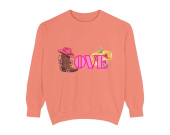 Sweat-shirt unisexe teint en pièce Cowgirl Love