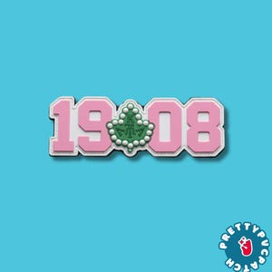 AKA 1908 PVC Patch Alpha Kappa Alpha Sorority Pink Green Ivy Leaf Rubber Badge for Jackets Bags and Accessories