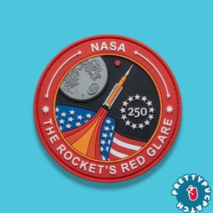 Nasa The Rockets Red Glare 250 PVC Patch Loop and Hook USA Pretty PVC Patch