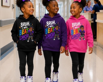 Sudadera juvenil "Bruh I Will Beat Cancer" / Diseño de concienciación sobre el cáncer "Coraje" / Niños venciendo el cáncer