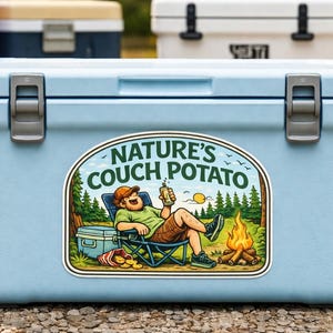 Nature's Couch Potato Sticker, Funny Camping Vinyl Decal, Outdoor Lover Gift