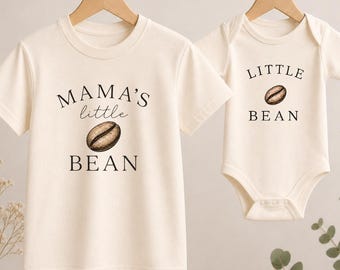 Mama's Little Bean Shirt, Little Bean Baby Bodysuit, Matching Mom and Baby Outfit, Coffee Bean Family Set, Baby Shower Gift, New Mom Gift
