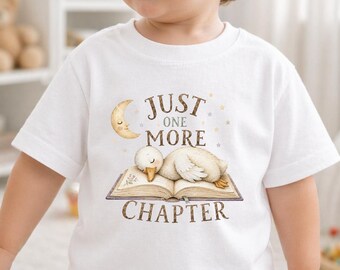Just One More Chapter Toddler Shirt, Book Lover Kid Tee, Bedtime Reading Shirt, Storytime Kids Shirt, Bookworm Toddler Gift