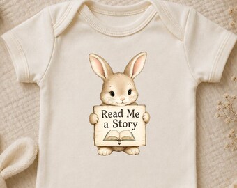 Read Me a Story Bunny Toddler Shirt, Book Lover Kid Tee, Reading Rabbit Shirt, Storytime Toddler Gift, Library Kid Shirt, Bookworm Child Tee