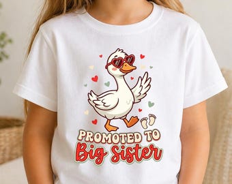 Promoted to Big Sister Shirt, One silly goose, Funny Goose Big Sis Tee, Toddler Youth Sibling Reveal Girl Shirt, Big Sister