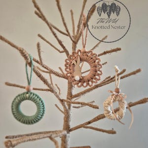 Macrame Easter Decoration Set – Bunny & Wreath Ornaments – Neutral Easter Decor –  Easter Gift