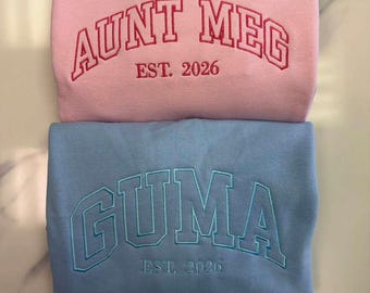 Custom Embroidered College Letter Sweatshirt, Personalized Crewneck, Custom Text Sweater, Embroidered Text Crewneck, Gift for Bride