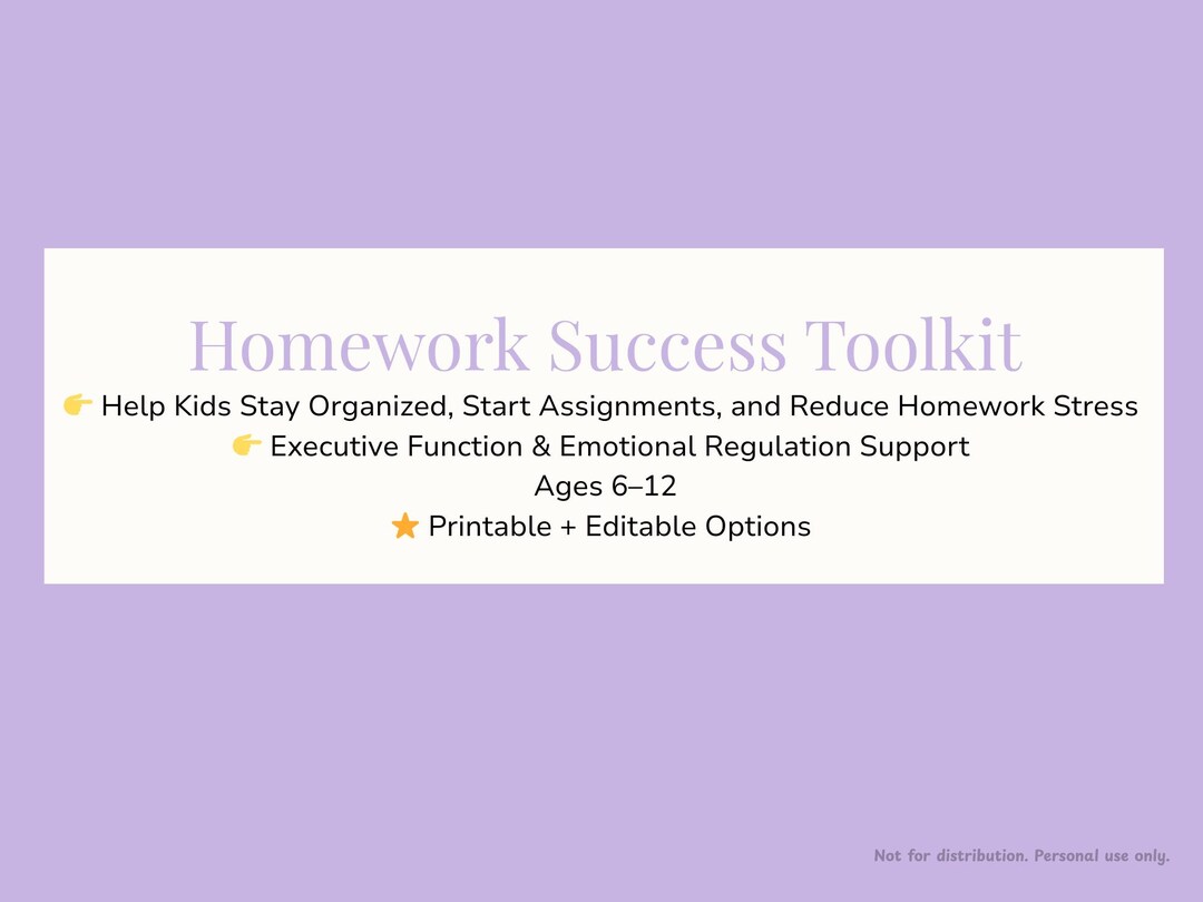 ADHD Homework Toolkit for Kids | Executive Function, Emotional ...