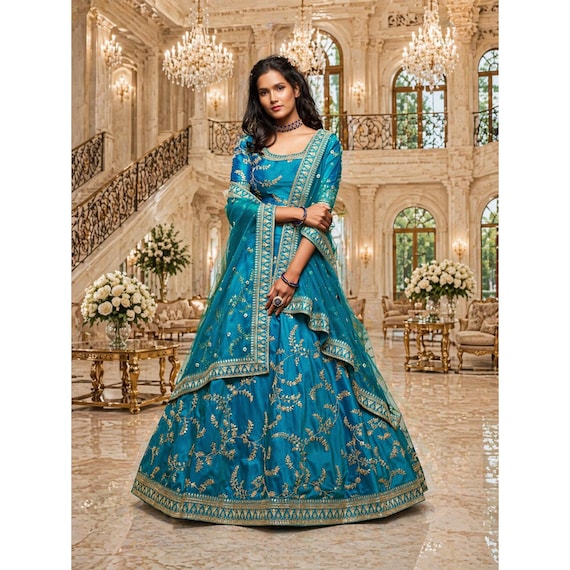 teal and gold indian dress Premium Silk Teal & Gold Embroidered Indian Salwar Kameez