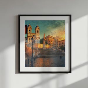 Spanish Steps Rome Italy at Sunrise Wall Art • Trinità dei Monti Morning Light • Italian Travel Photography • Printable Digital Download
