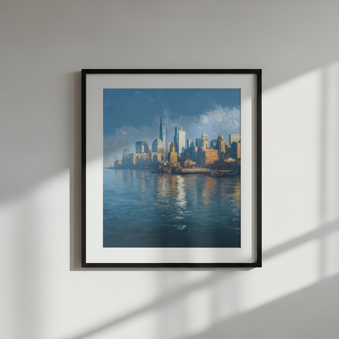 New York City Skyline Wall Art, Manhattan Landmarks Travel Poster, NYC ...