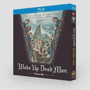 May include: Blu-ray disc case for "Wake Up Dead Man: A Knives Out Mystery." The cover features a cast of actors and a church in the background. The title is in a stylized font. The disc is labeled as 1080.