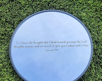 Espejo con escrituras grabadas a láser / Espejo con versículos bíblicos cristianos / Decoración de pared religiosa / Regalo religioso