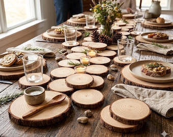 Wood Slices for Centerpieces Set | Rustic Wedding Table Decor | Baby Shower Decor | Natural Display