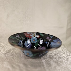 MACKENZIE CHILDS Flower Market Black Enamel 11.5" Serving Bowl image 3