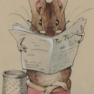 Mouse on a Mouse Pad | Beatrix Potter Tailor of Gloucester Desk Mat | Vintage Victorian Illustration | Book Lover Gift