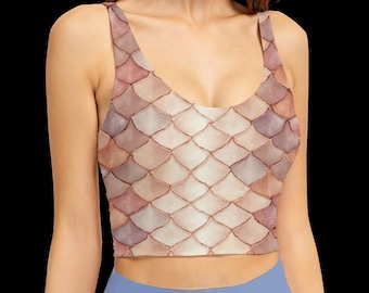 Sujetador deportivo con estampado de escamas de sirena, Coquette Activewear, sujetador de yoga rosa acuarela, top deportivo con estética Soft Girl, sujetador de gimnasio de princesa para pilates