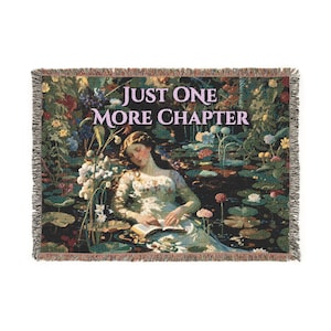 Ophelia One More Chapter Woven Blanket, Dark Academia Tapestry Throw, Pre-Raphaelite Literary Gift, Gothic Reading Nook Decor