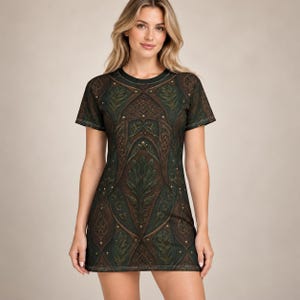Wood Elf T-Shirt Dress | Elven Ranger Tunic | Medieval Fantasy Dress | Forest Armor Costume | Ren Faire LARP Outfit