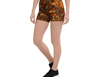 Autumn Floral Bike Shorts | Painterly Yoga Shorts | Dark Academia Witchy Cottagecore Bohemian Fall Gift