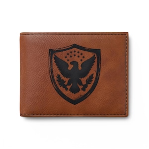 Eagle Shield Bifold Wallet, Vintage Military RFID Slim Wallet, Gift for Him
