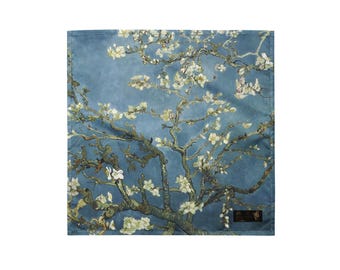 Van Gogh Almond Blossoms Bandana | Multi-Use Floral Hair Scarf | Matching Pet Bandana | Dark Academia Gift