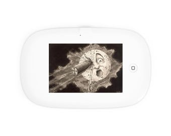 Le Luna 1902 Moon Face UV Phone Sanitizer & Wireless Charger - Vintage Film Art Charging Pad, Retro Space Desk Accessory